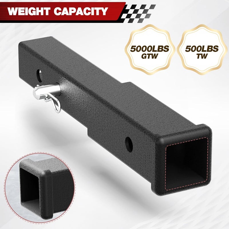 longsen Hitch Extender 2 Inch - Adjustable Trailer Hitch Extension 7.3" - 9.3", 5000 lbs GTW, Includes Hitch Pin, Clip - Image 5